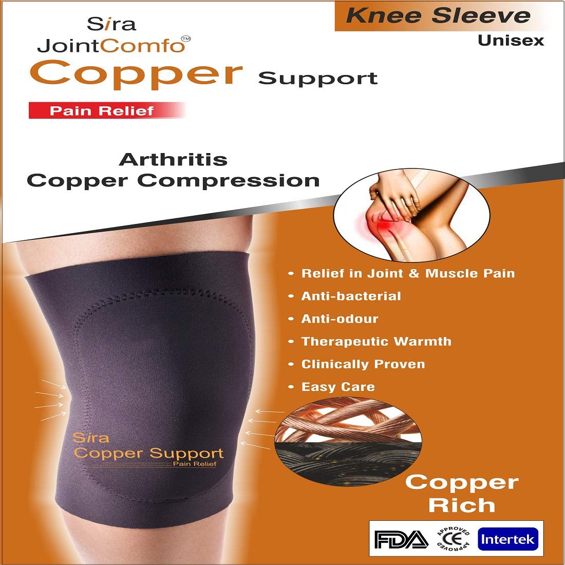 Sira Copper Compression Knee Sleeve, Arthritis Pain Relief ...