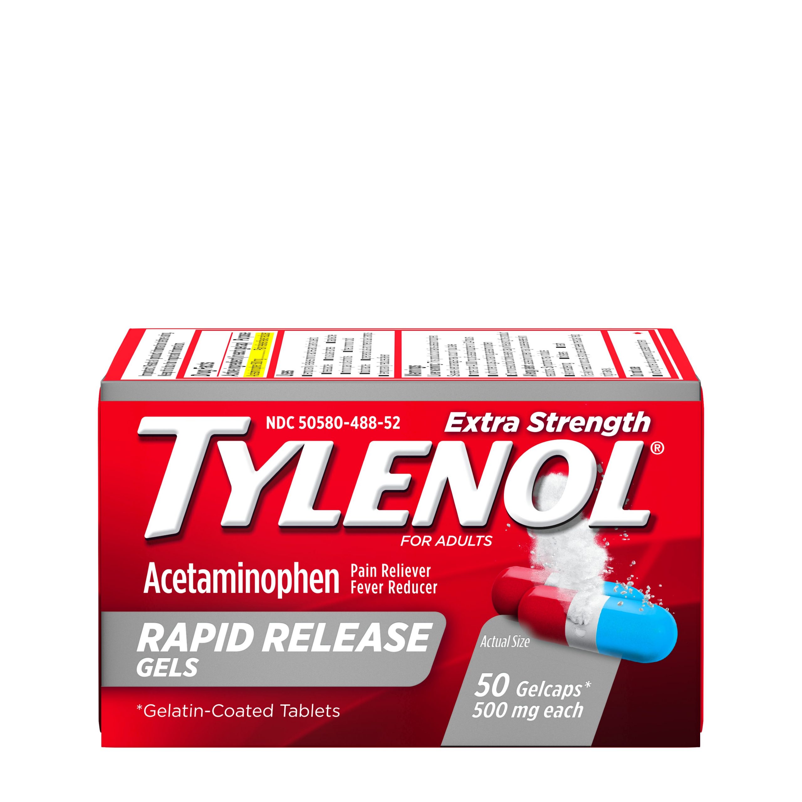 Tylenol Extra Strength Rapid Release Gels with Acetaminophen, 50 ct ...